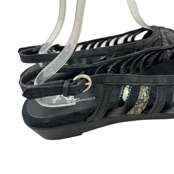 A2 Aerosoles Womens Charismatic Black Open Toe Slingback Wedge Sandals Shoes 9 - Picture 10 of 16